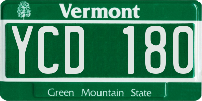 VT license plate YCD180