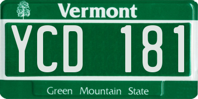 VT license plate YCD181