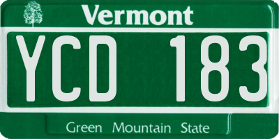 VT license plate YCD183