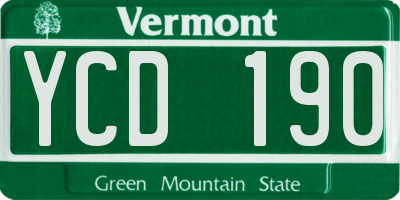 VT license plate YCD190