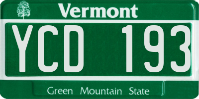 VT license plate YCD193