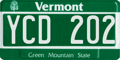 VT license plate YCD202