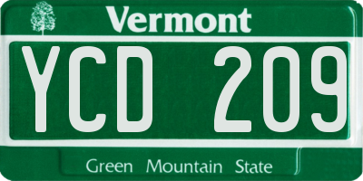 VT license plate YCD209