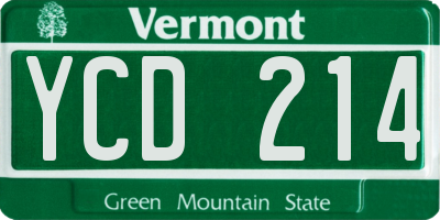 VT license plate YCD214