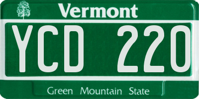 VT license plate YCD220