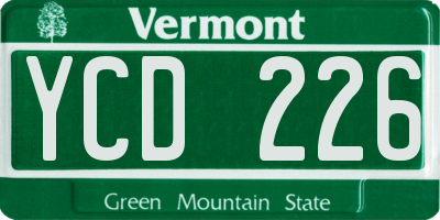 VT license plate YCD226