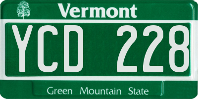 VT license plate YCD228
