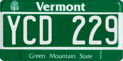 VT license plate YCD229