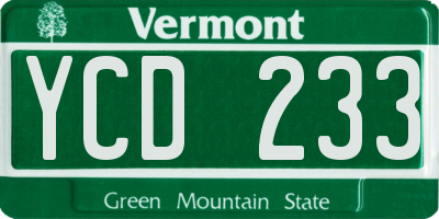 VT license plate YCD233