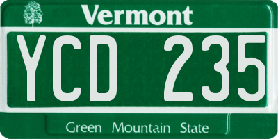 VT license plate YCD235