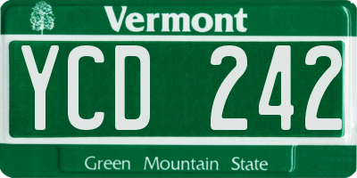 VT license plate YCD242