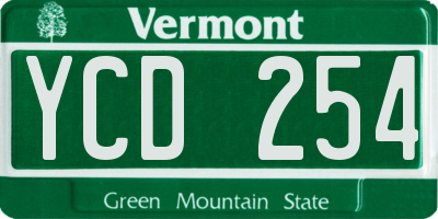 VT license plate YCD254