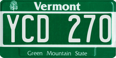 VT license plate YCD270