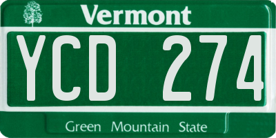 VT license plate YCD274