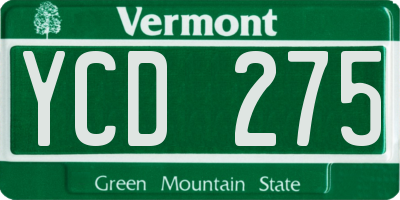 VT license plate YCD275