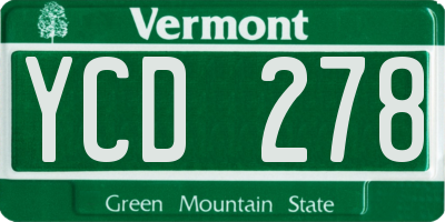 VT license plate YCD278