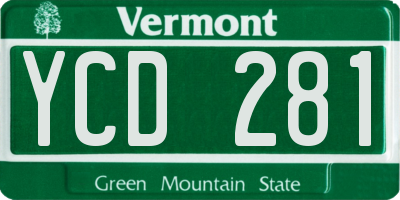 VT license plate YCD281