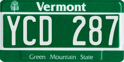 VT license plate YCD287