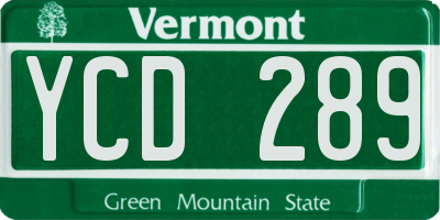 VT license plate YCD289
