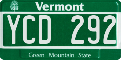 VT license plate YCD292