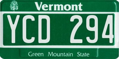 VT license plate YCD294