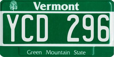 VT license plate YCD296