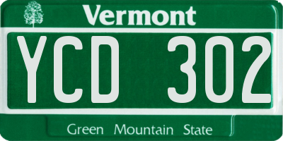 VT license plate YCD302