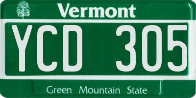 VT license plate YCD305
