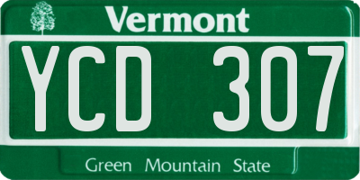 VT license plate YCD307