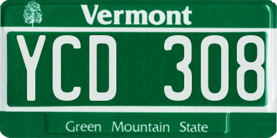 VT license plate YCD308