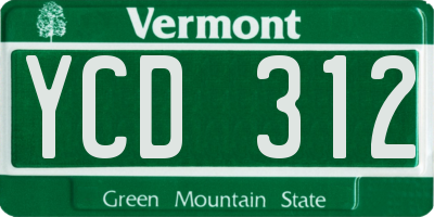 VT license plate YCD312