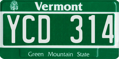 VT license plate YCD314