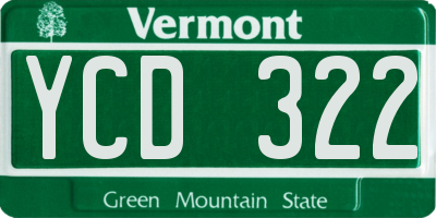 VT license plate YCD322