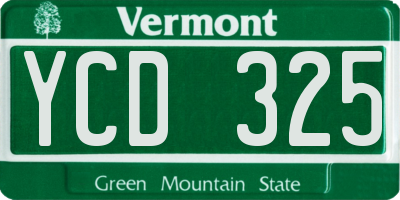 VT license plate YCD325