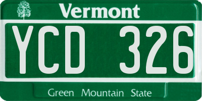 VT license plate YCD326