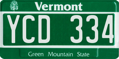 VT license plate YCD334