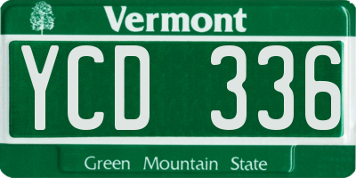 VT license plate YCD336