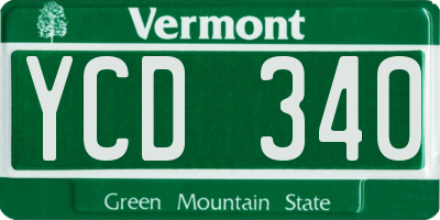 VT license plate YCD340
