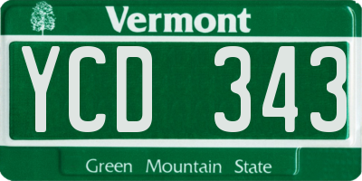 VT license plate YCD343