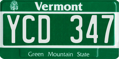 VT license plate YCD347