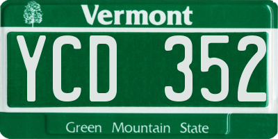 VT license plate YCD352