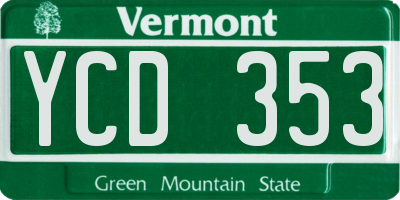 VT license plate YCD353