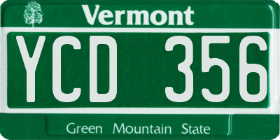 VT license plate YCD356