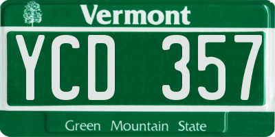VT license plate YCD357