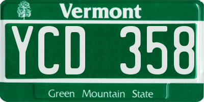 VT license plate YCD358