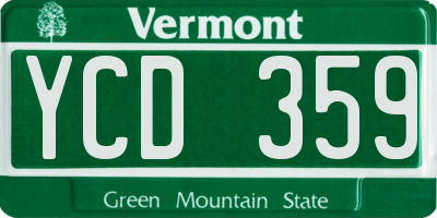 VT license plate YCD359