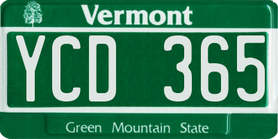 VT license plate YCD365