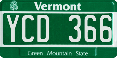 VT license plate YCD366