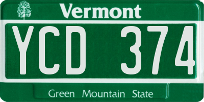 VT license plate YCD374