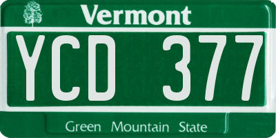 VT license plate YCD377